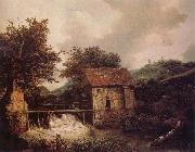 Jacob van Ruisdael Two Watermills and an open Sluice near Singraven Sweden oil painting artist